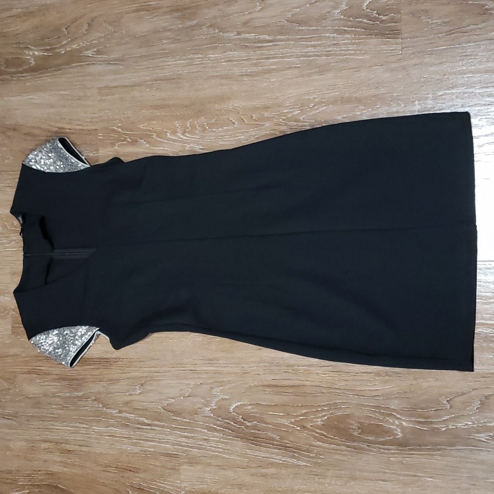 (S) ESPRIT Collection Sequin Sleeves Fitted Date Night Evening Midi Occassion